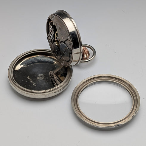 Circa 1915 Antique Omega Pocket Watch Diameter 53mm Railroad Watch Alloy Case In Good Working Condition